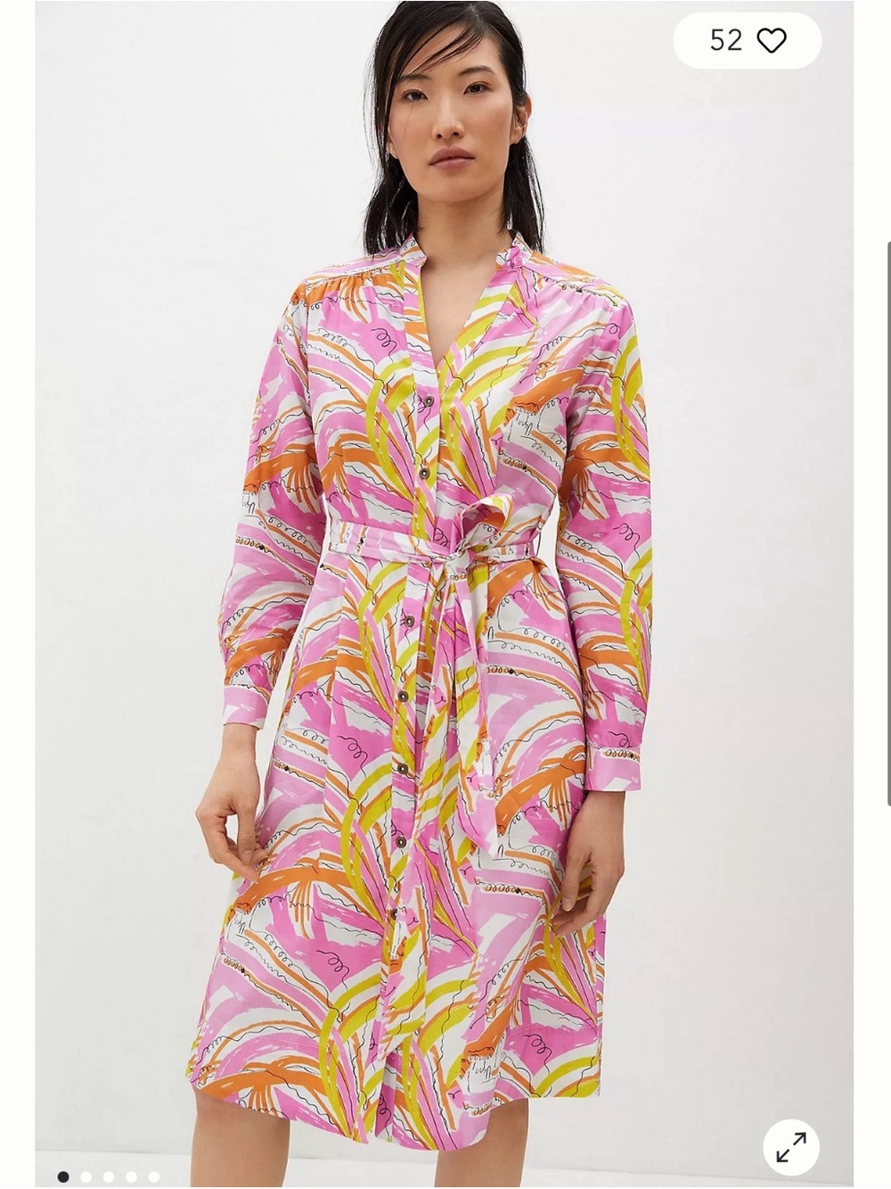 Vera Anthropologie Confetti Midi Dress long sleeve belted M
